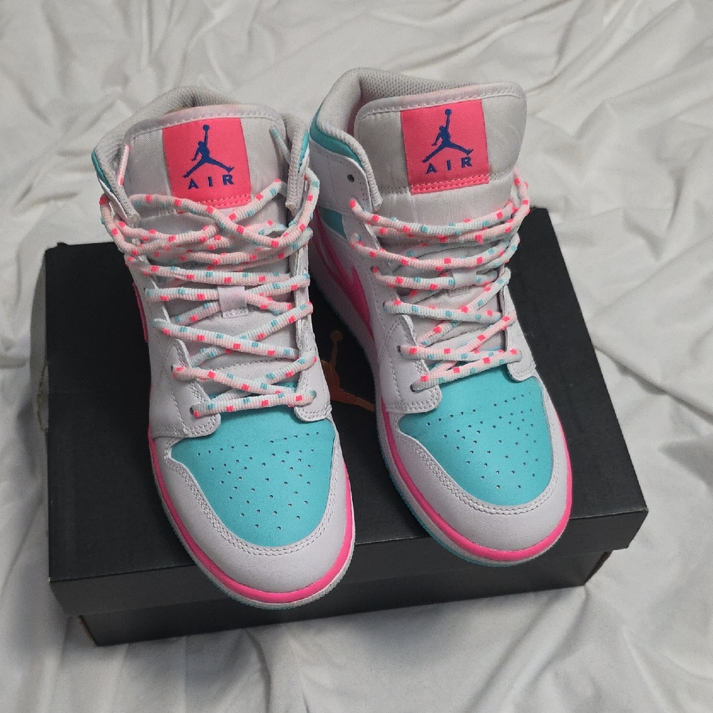 Jordan Kids Sneakers in Gray, Pink, and Teal